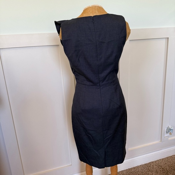 J. Crew Wool Sheath Dress Women’s Size 4 Blue Ruffle Accent Sleeveless Classic - Picture 4 of 9